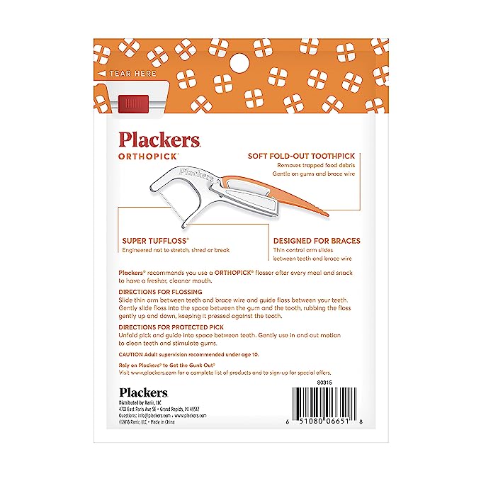 Plackers Orthopick Dental Floss Picks for Braces (36 counts/pack) NT Shop